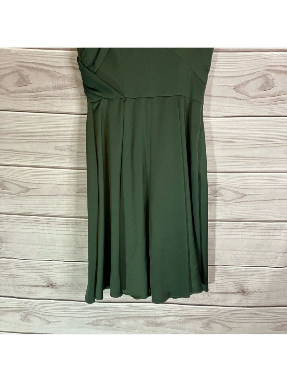 GAL Meets Glam Noelle Twist Neck Satin Dress In Green - Picture 8 of 11